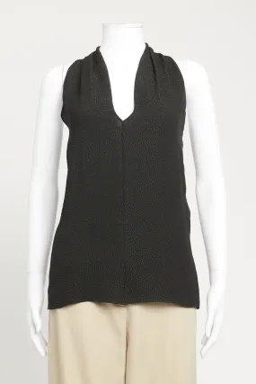 2013 Black Preowned V-Neck Sleeveless Textured Top