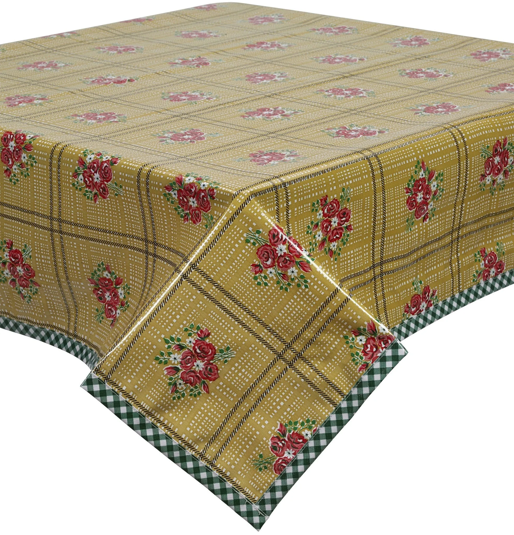 60 x  Bouquet Tan Oilcloth Tablecloths