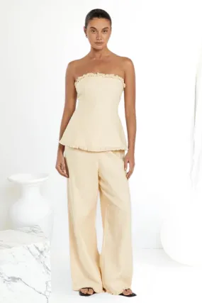 DISSH Zahara Lemon Linen Fringed Top & Pant