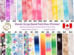 Elastic Strap Band Fold Over Printed, 15mm , 5 yards pack