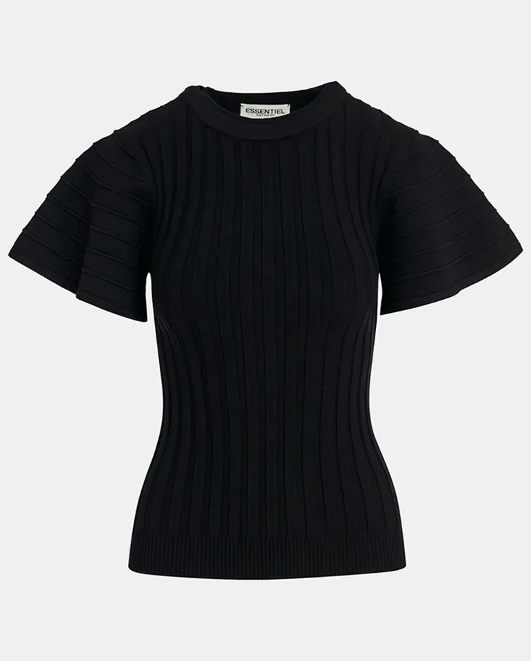 Georgie Flared sleeve top BLACK